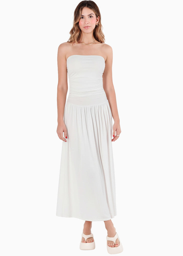 Vestido strapless falda suelta - VERANO