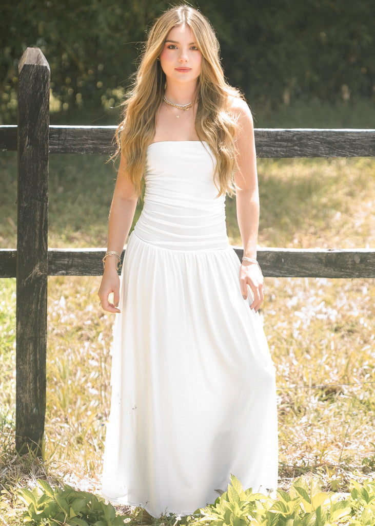 Vestido strapless falda suelta - VERANO