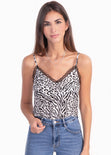 Blusa estampada de leopardo con encaje para mujer - Flashy