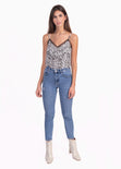 Blusa estampada de leopardo con encaje para mujer - Flashy